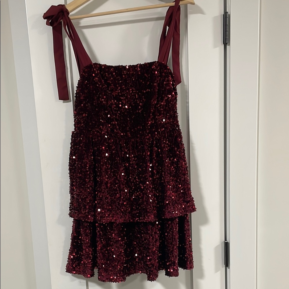 Elegant Burgundy Sequin Dress